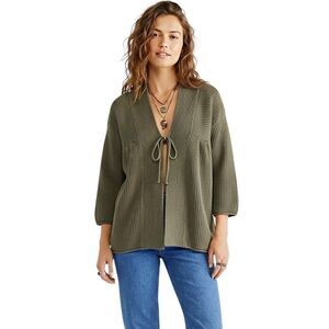 Liz Claiborne Women's Sz Medium Open Cardigan Sweater Short Swing Grandmacore